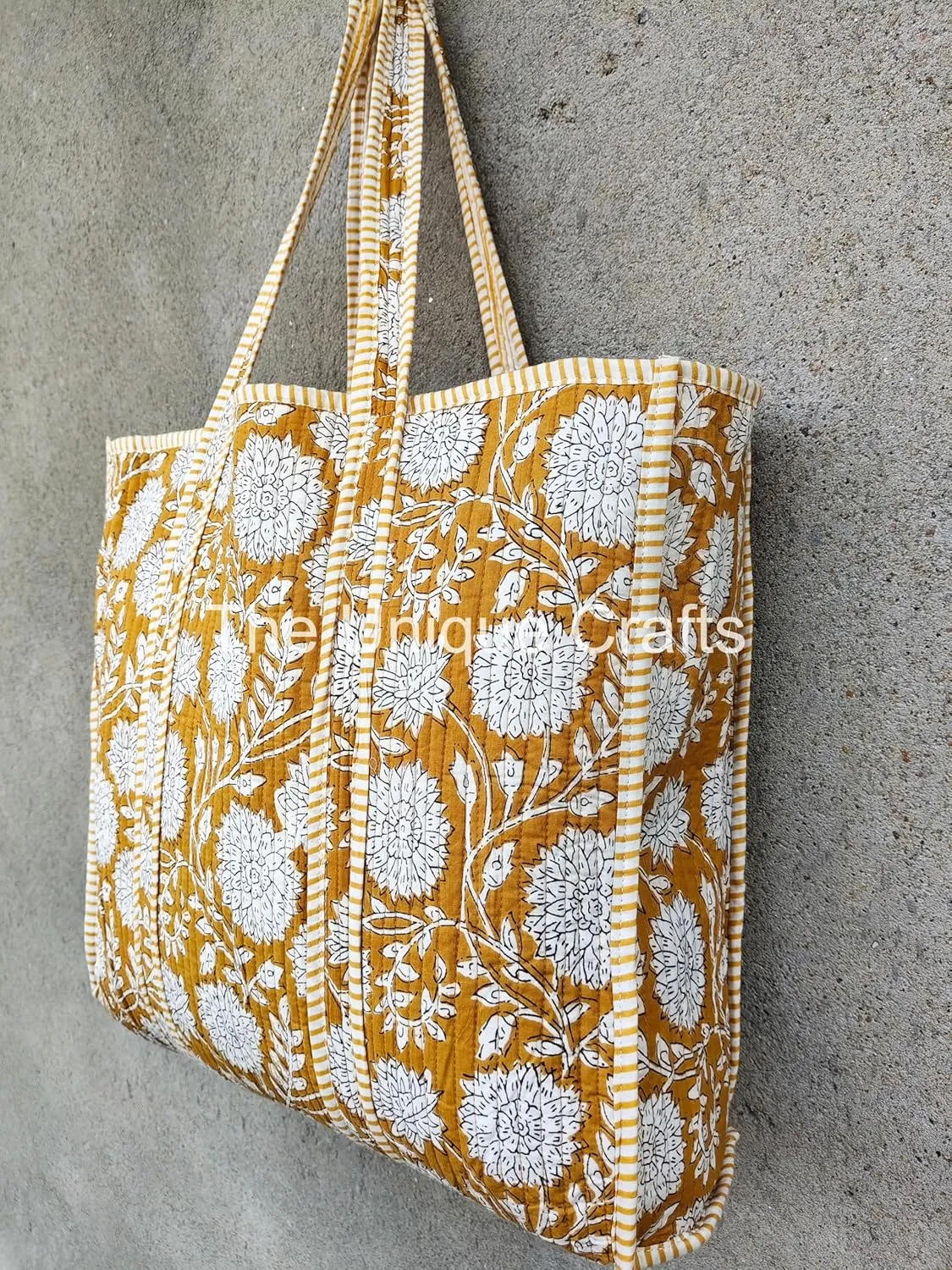 100% Cotton Tote Bag Shoulder Bag Quilted Cotton Handprinted Reversible Tote Bag For Shopping Grocery & Beach Bag Picnic Bag