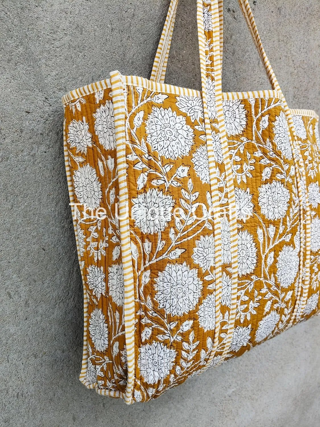 100% Cotton Tote Bag Shoulder Bag Quilted Cotton Handprinted Reversible Tote Bag For Shopping Grocery & Beach Bag Picnic Bag