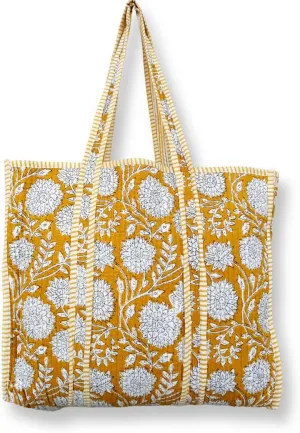 100% Cotton Tote Bag Shoulder Bag Quilted Cotton Handprinted Reversible Tote Bag For Shopping Grocery & Beach Bag Picnic Bag