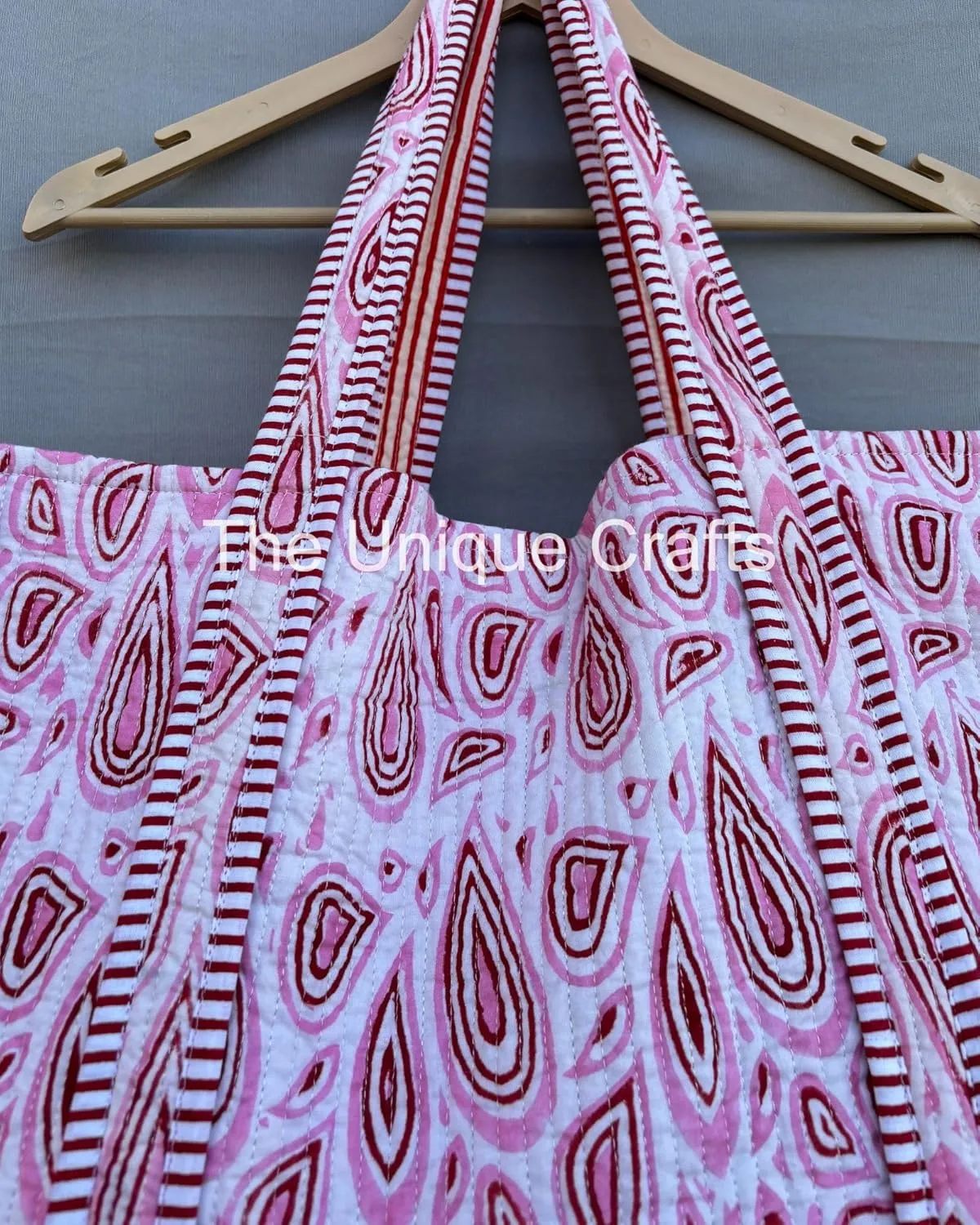 100% Cotton Tote Bag Shoulder Bag Quilted Cotton Handprinted Reversible Tote Bag For Shopping Grocery & Beach Bag Picnic Bag