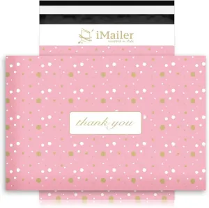 100 Count - 12 x 15.5 inch, Pink Polka Dot - Thank You Poly Mailer Envelope, Mailing Shipping Bags with Self Seal Strip