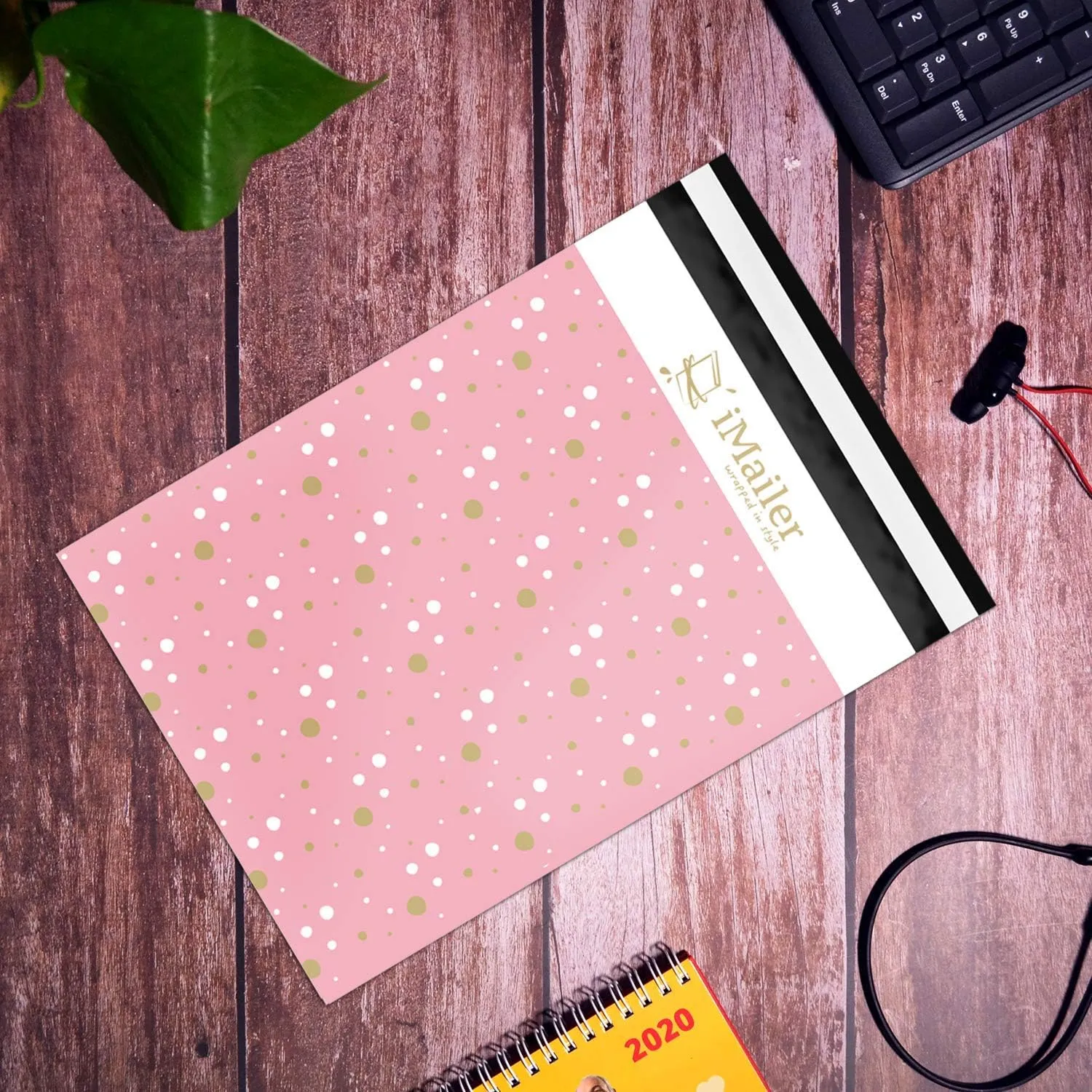 100 Count - 12 x 15.5 inch, Pink Polka Dot - Thank You Poly Mailer Envelope, Mailing Shipping Bags with Self Seal Strip