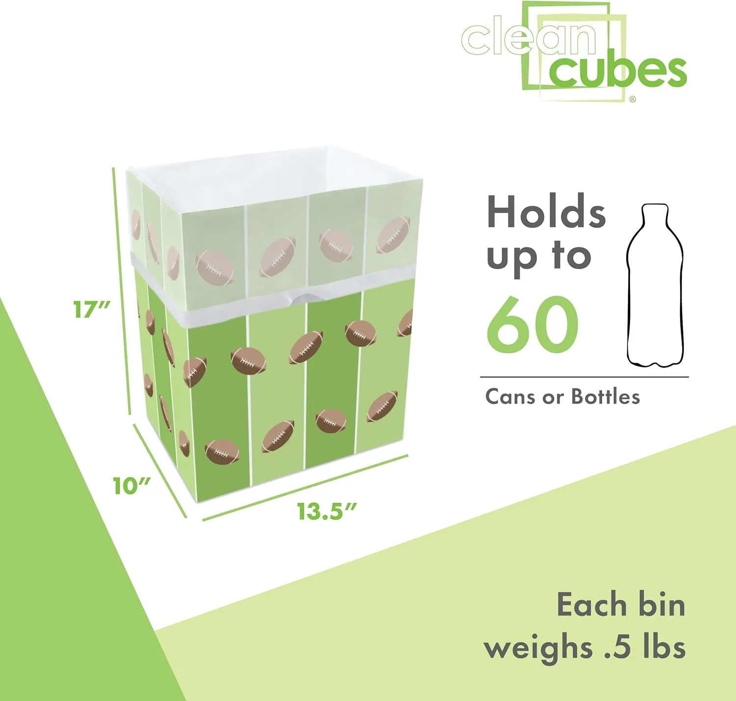 13 Gallon Disposable Trash Cans (3-Pack) with Fitted Trash Bags - Reusable Garbage and Recycling Bins for Parties, Events, and More (Tailgating - 17" Height x 13.5" Width x 10" Depth)