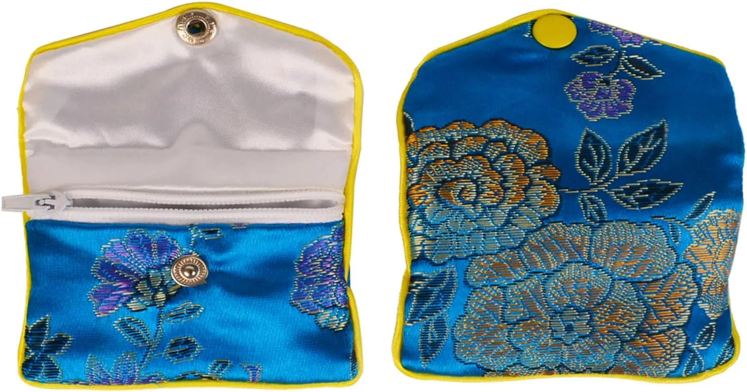 15 Pcs Jewelry Silk Purse Pouch Brocade Gift Bags Mix Colors