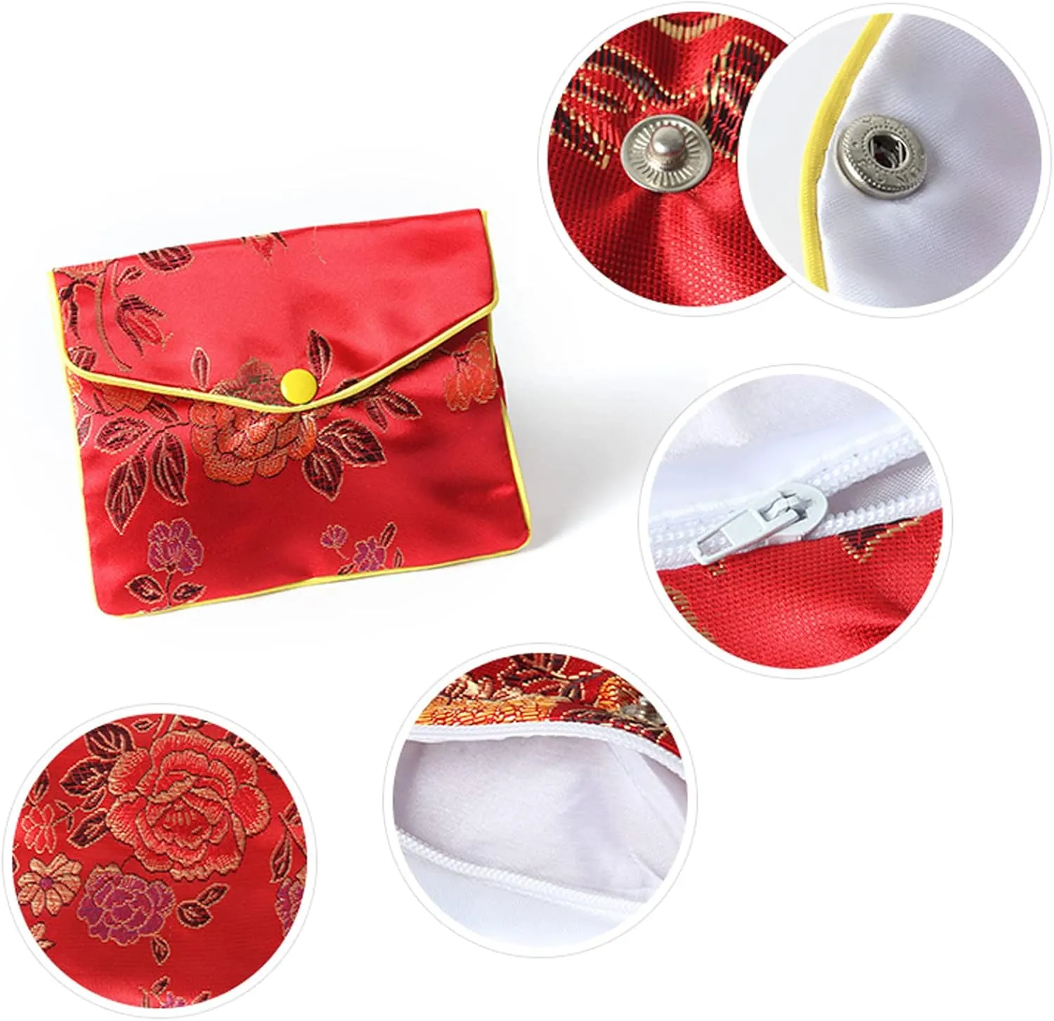 15 Pcs Jewelry Silk Purse Pouch Brocade Gift Bags Mix Colors