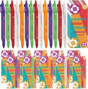 150 Pcs Asian American and Pacific Islander Heritage Month Pens Gifts Retractable Ballpoint Pens and Bookmarks Bulk APA Heritage Decorations Party Favors for School Teacher Classroom Rewards