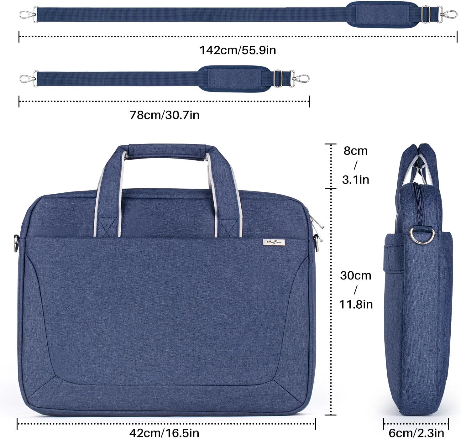 17 17.3 Inch Laptop Shoulder Bag for Men Women,Waterproof Computer Carrying Case Messenger Bag with Strap for 17"-18" HP Dell,Laptop Briefcase for Office business Travel College School,Blue