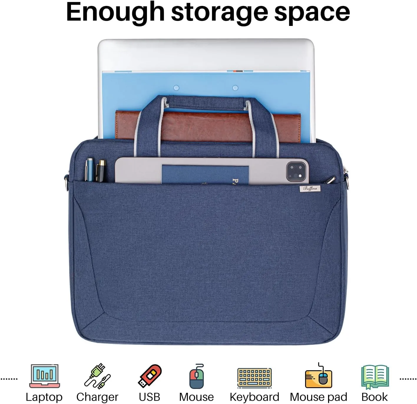 17 17.3 Inch Laptop Shoulder Bag for Men Women,Waterproof Computer Carrying Case Messenger Bag with Strap for 17"-18" HP Dell,Laptop Briefcase for Office business Travel College School,Blue