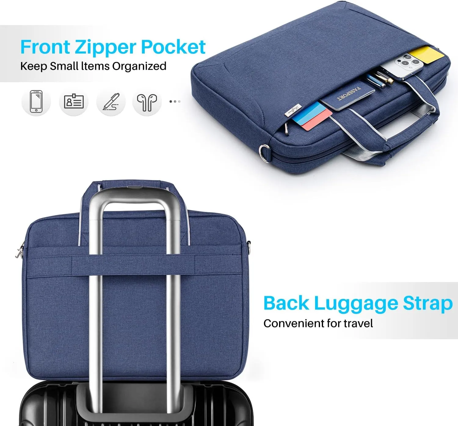 17 17.3 Inch Laptop Shoulder Bag for Men Women,Waterproof Computer Carrying Case Messenger Bag with Strap for 17"-18" HP Dell,Laptop Briefcase for Office business Travel College School,Blue