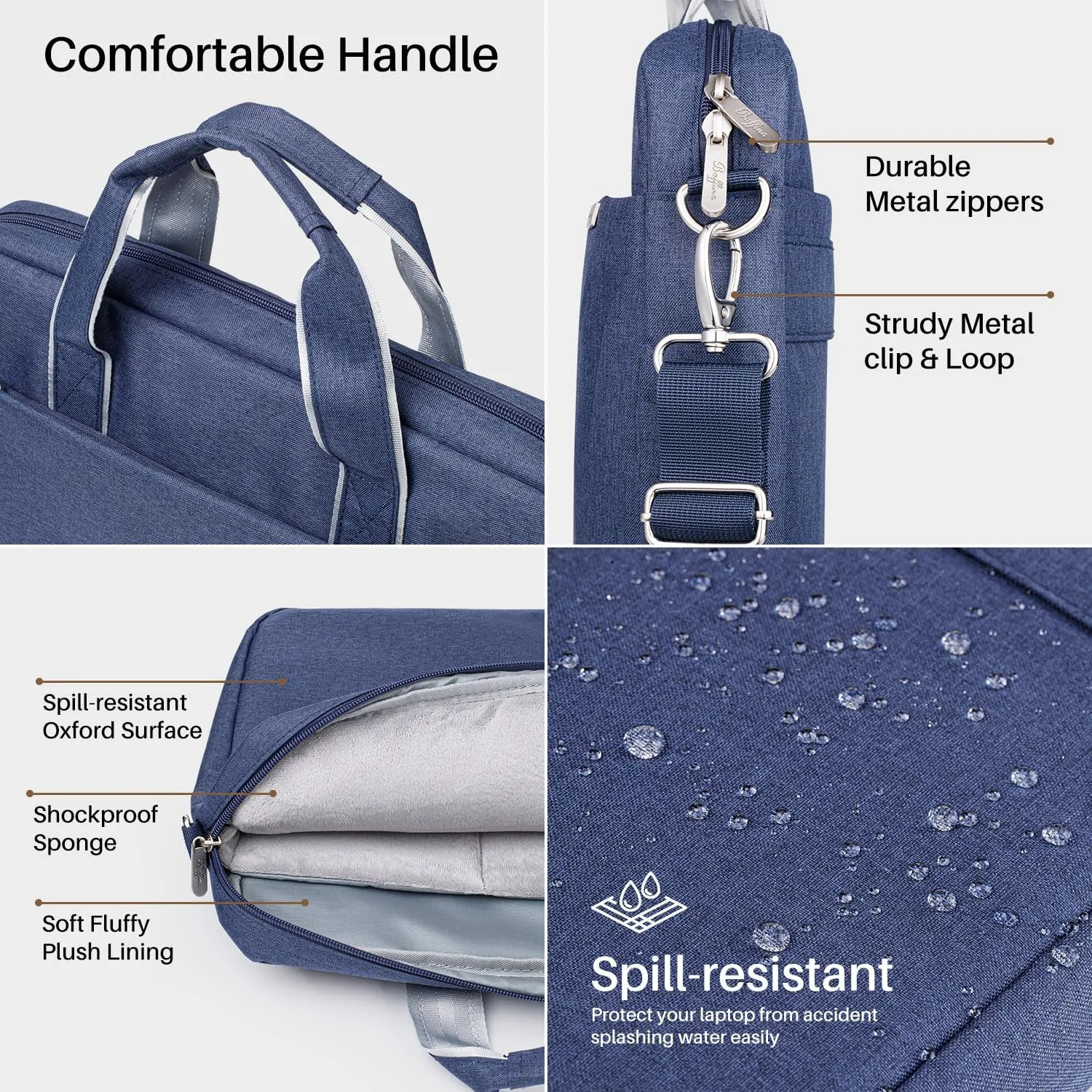 17 17.3 Inch Laptop Shoulder Bag for Men Women,Waterproof Computer Carrying Case Messenger Bag with Strap for 17"-18" HP Dell,Laptop Briefcase for Office business Travel College School,Blue