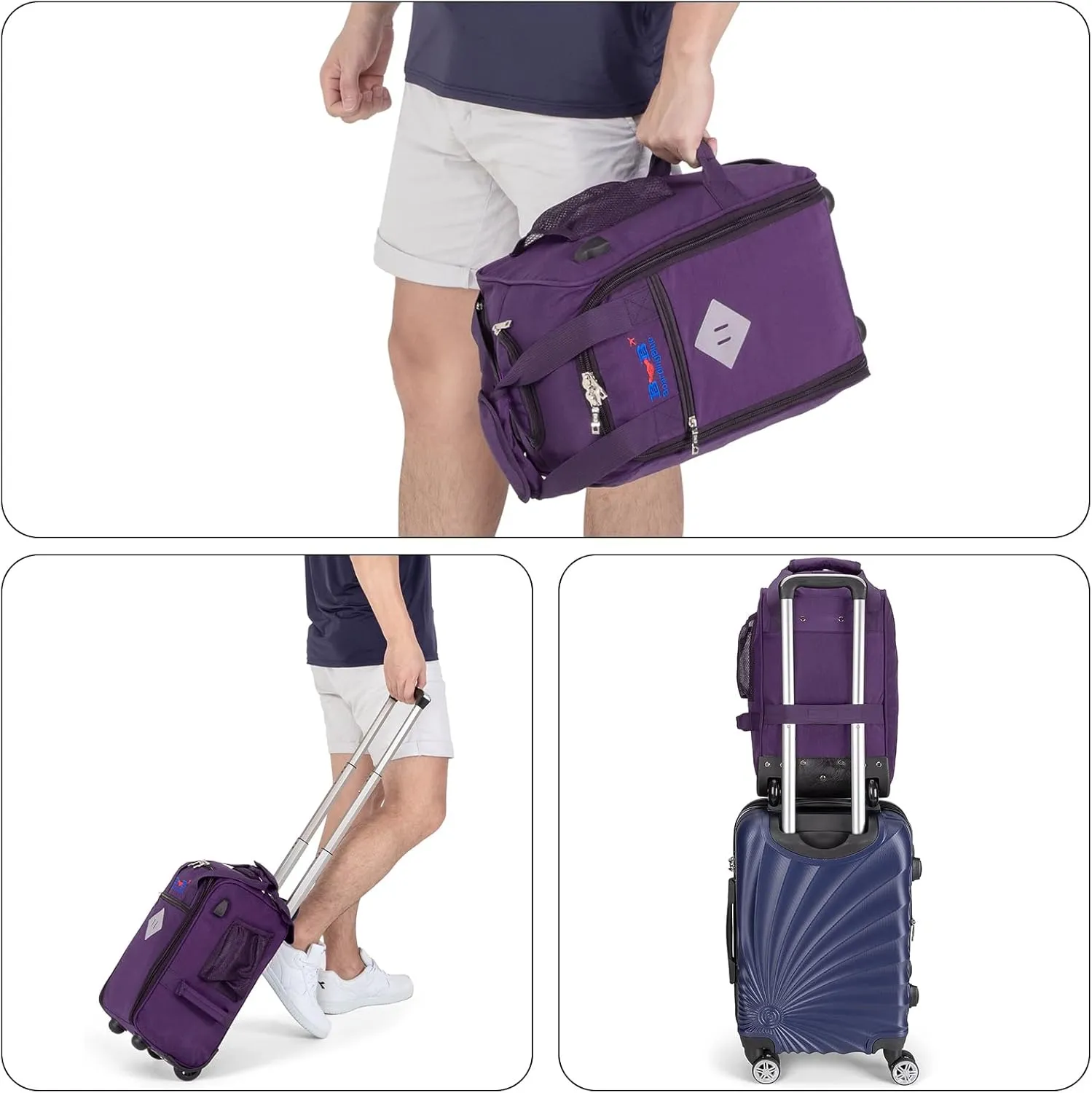 17x10x9 Inches United Airlines Rolling Personal Item Under Seat Duffle bags Suitable For Major Airlines Including Spirit, and Frontier Airline