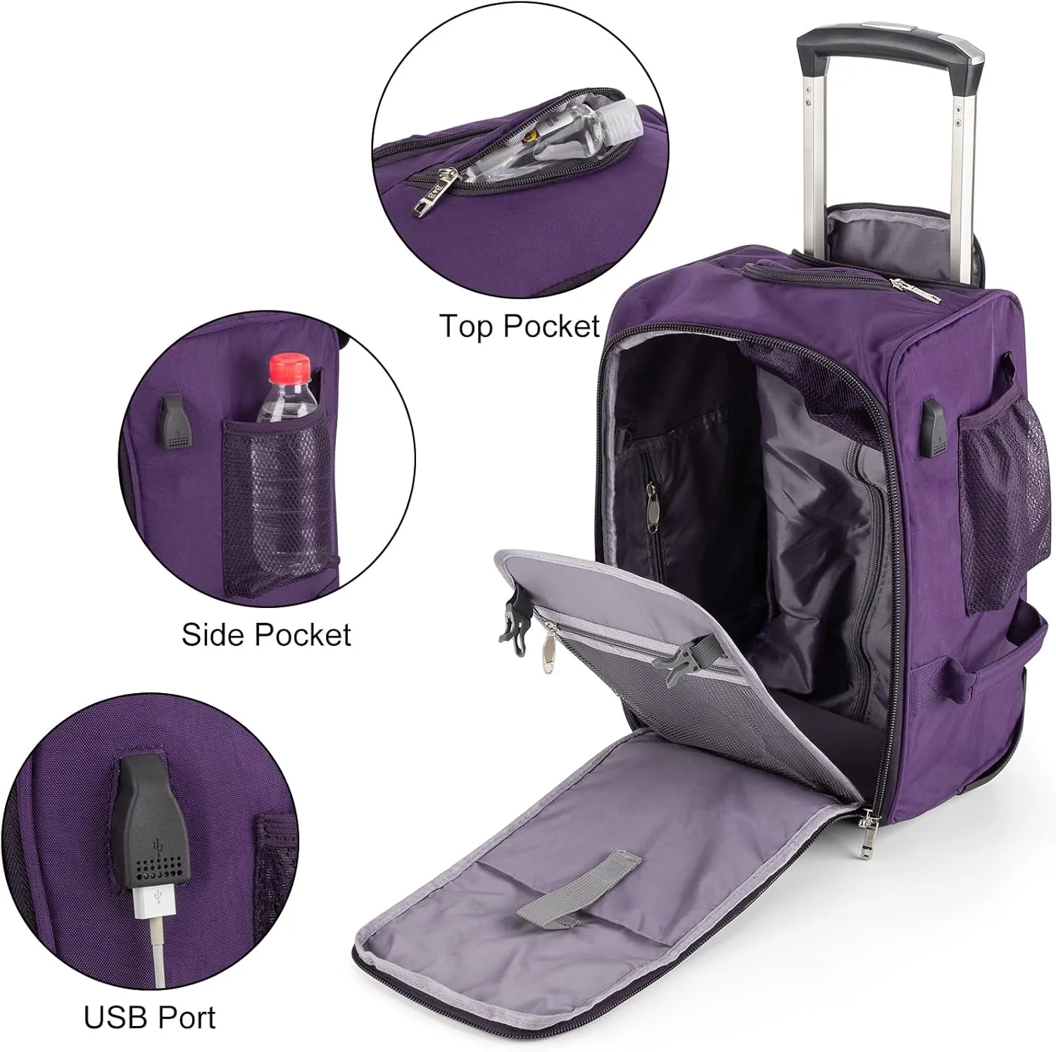 17x10x9 Inches United Airlines Rolling Personal Item Under Seat Duffle bags Suitable For Major Airlines Including Spirit, and Frontier Airline