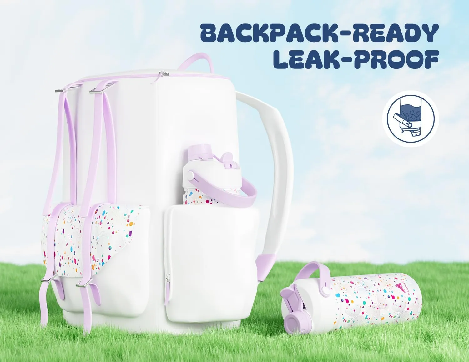 18 oz Kids Insulated Water Bottle: BPA-Free, Easy Clean, Keep Cold 24H, Leakproof, Stainless Steel Cup, Unique Patterns, Dual-Function Lid for School, Travel, Party, Playtime, Gift (Dotty Butterfly)