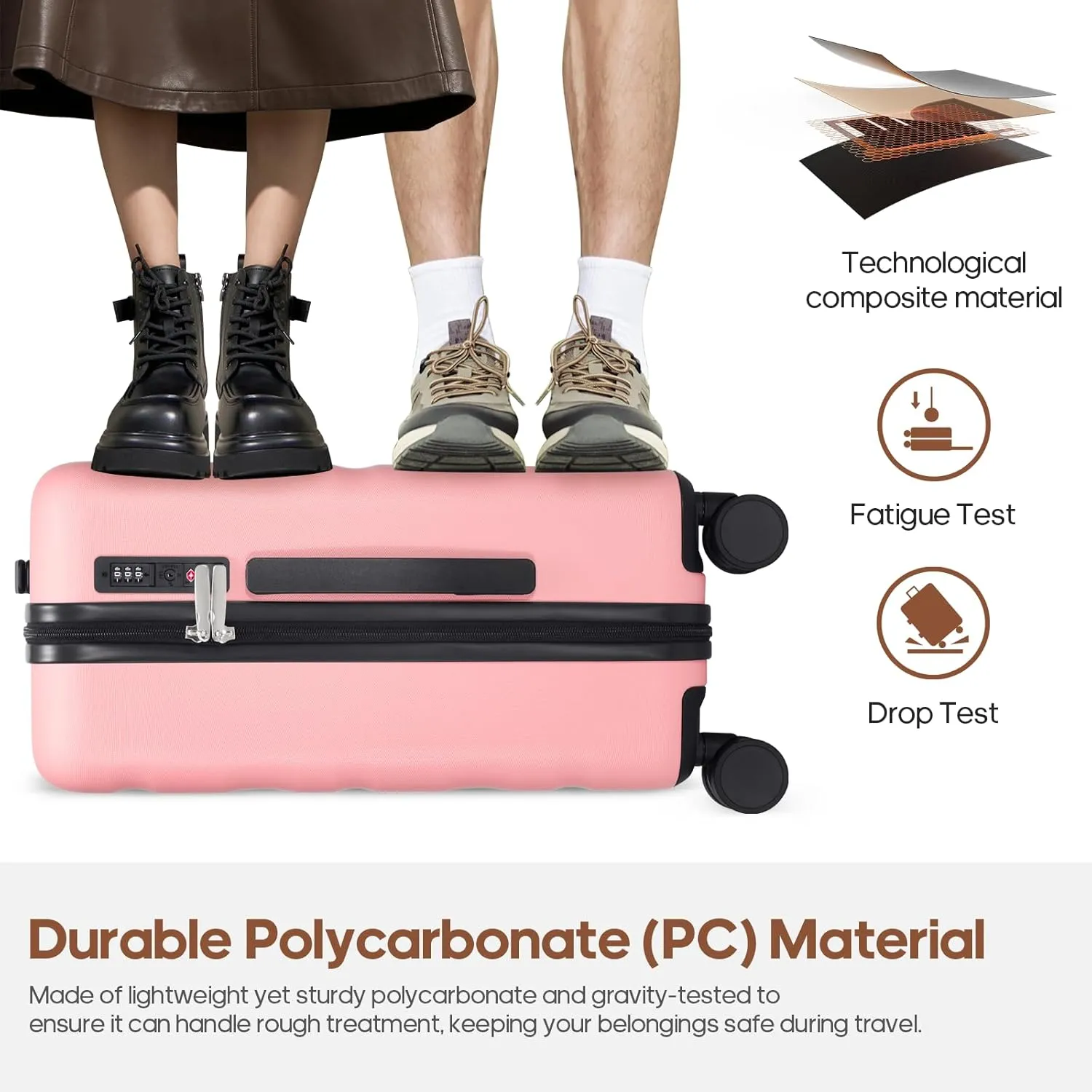 20Inch Carry-On Luggage, Lightweight PC HardShell Suitcase with 360° Spinner Wheels, TSA-Approved, Durable Airline Approved Rolling Luggage with Telescoping Handle, Ideal for 3-4 Day Travel