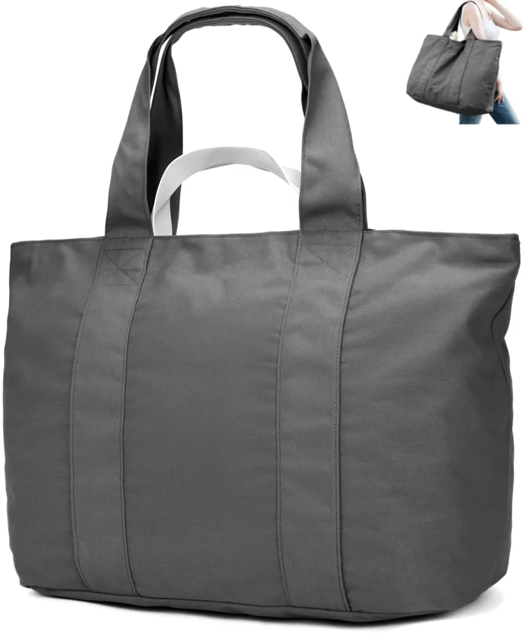22'' 50L Large Canvas Bag, Extra Large Tote Bag for Women, Oversized Bag, Overnight Bags for Women Travel Grey
