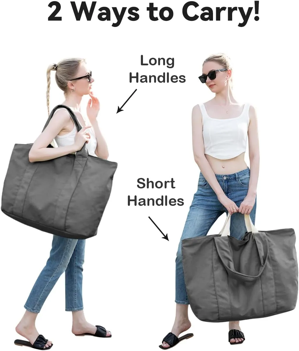 22'' 50L Large Canvas Bag, Extra Large Tote Bag for Women, Oversized Bag, Overnight Bags for Women Travel Grey