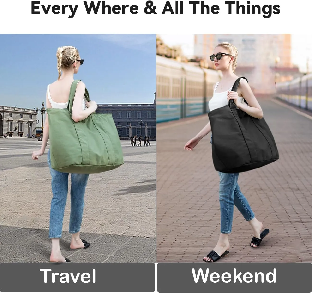 22'' 50L Large Canvas Bag, Extra Large Tote Bag for Women, Oversized Bag, Overnight Bags for Women Travel Grey