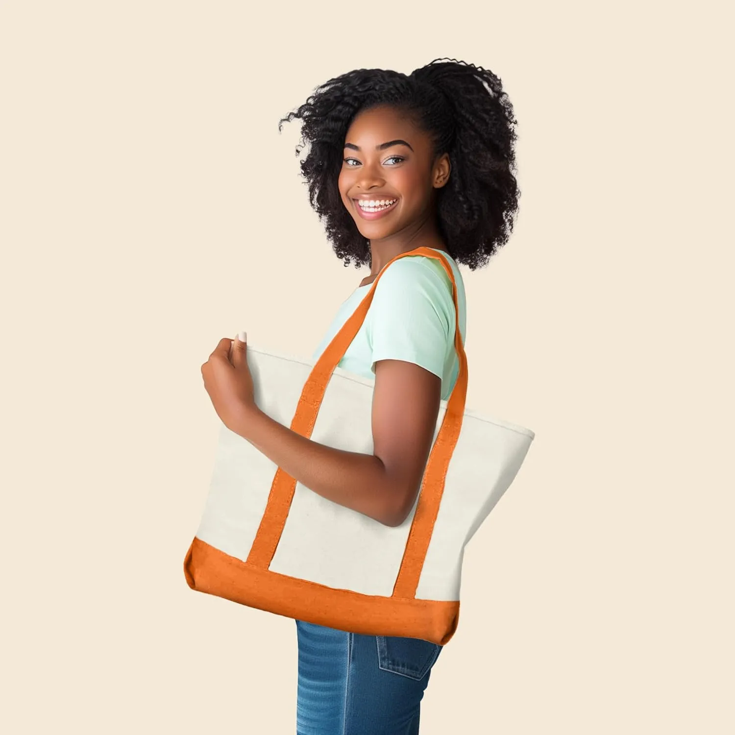 22" Heavy Duty Cotton Canvas Tote Bag (Zippered)