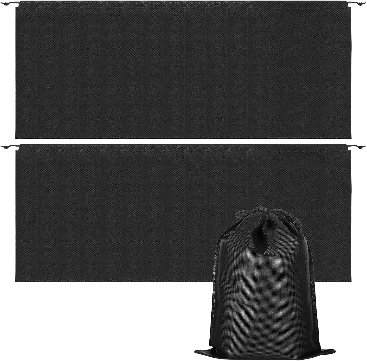 24 Pcs Satin Wig Bags with Drawstring Satin Bag for Packaging Hair Extensions Wigs Soft Silk Pouches Hair Tools Storage Bags for Home and Salon (Black)