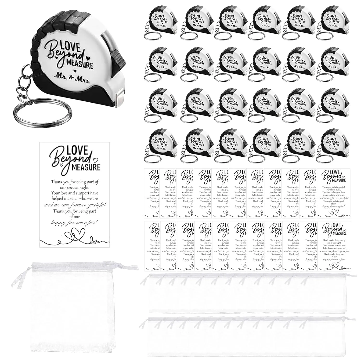 25 Sets Wedding Favors for Guests Tape Measure Keychains with Cards Gift Bags for Bridal Shower Wedding Party Souvenirs Wedding Gifts for Guests Wedding Gifts for Guests
