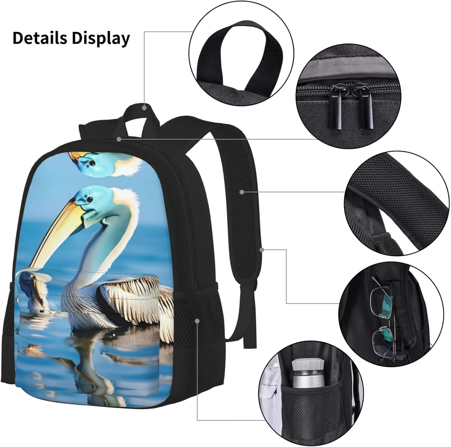 3-In-1 Backpack Bookbag Set,Pink Poodles Dogs Print Casual Travel Backpacks,With Pencil Case Pouch, Lunch Bag