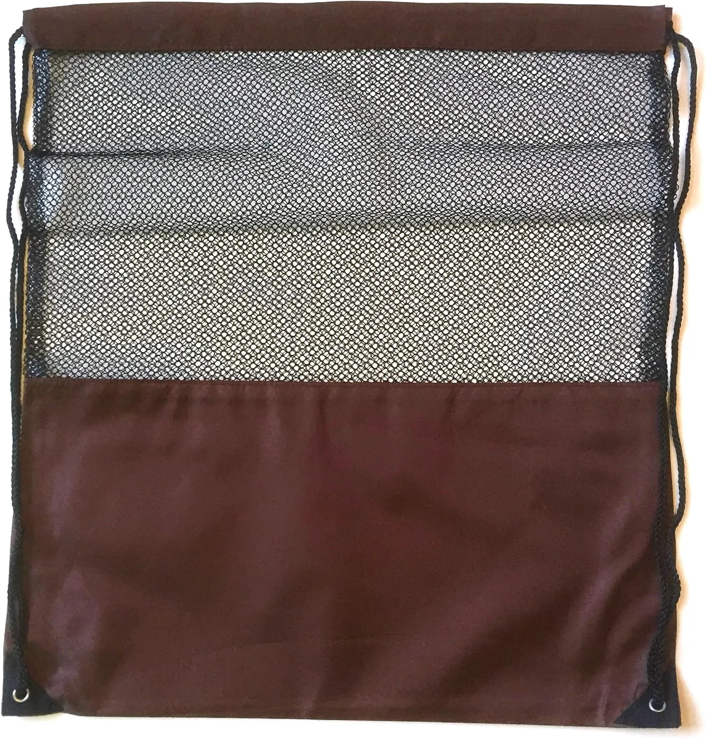 3 Pack BROWN MESH Nylon Drawstring Backpacks Sackpack Tote Cinch Gym Bag - Variety of Colors! (X-Large, Brown Mesh)