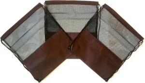 3 Pack BROWN MESH Nylon Drawstring Backpacks Sackpack Tote Cinch Gym Bag - Variety of Colors! (X-Large, Brown Mesh)
