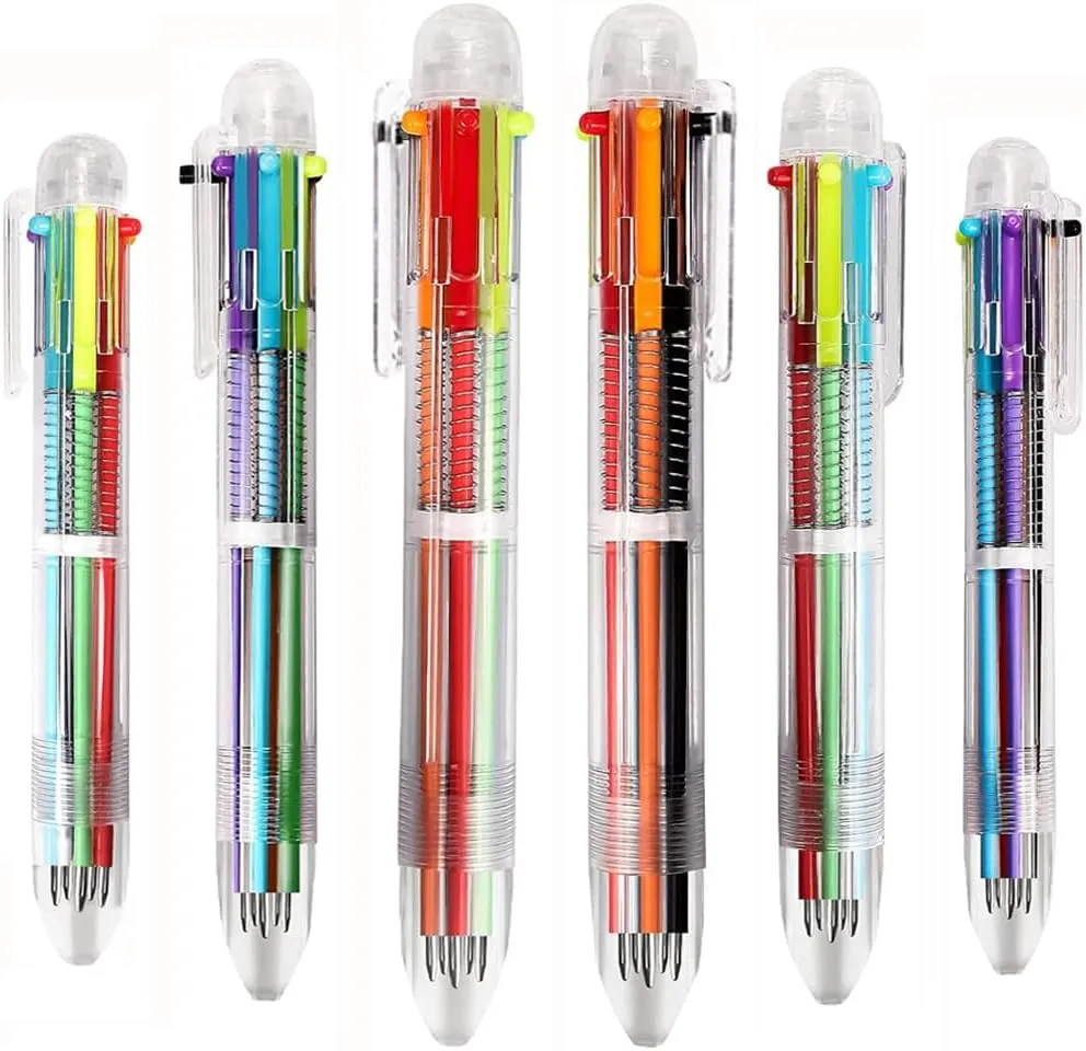30 Pack Retractable Shuttle Pens, 0.5mm 6-in-1 Multicolor Ballpoint Pens with Transparent Barrel for Office School Supplies Adults Students Party Favor Gifts (6 colors)
