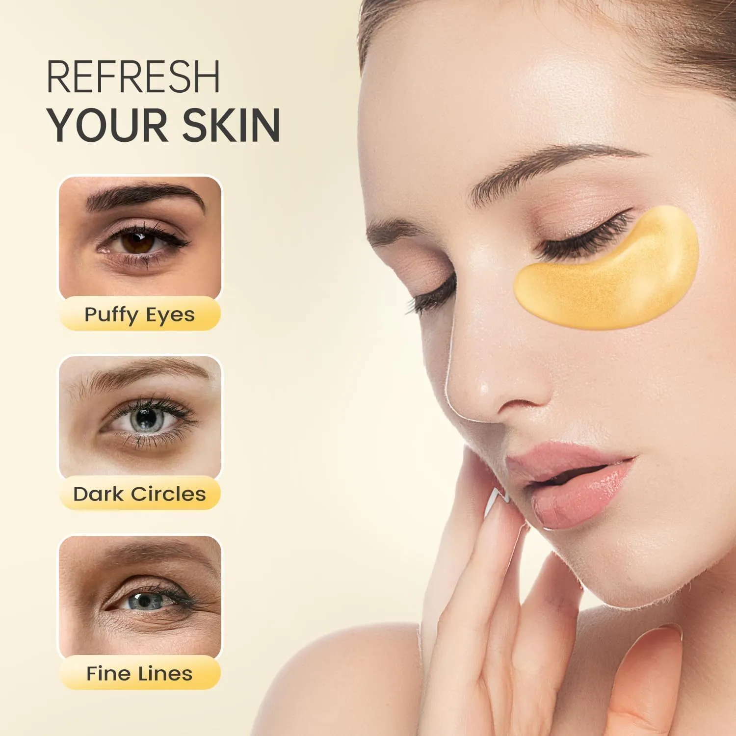 30 Pairs 24K Gold Under Eye Patches Face Masks Dark Circles Puffy Eye Bags Collagen Skincare Spa Trip Eye Mask Gift