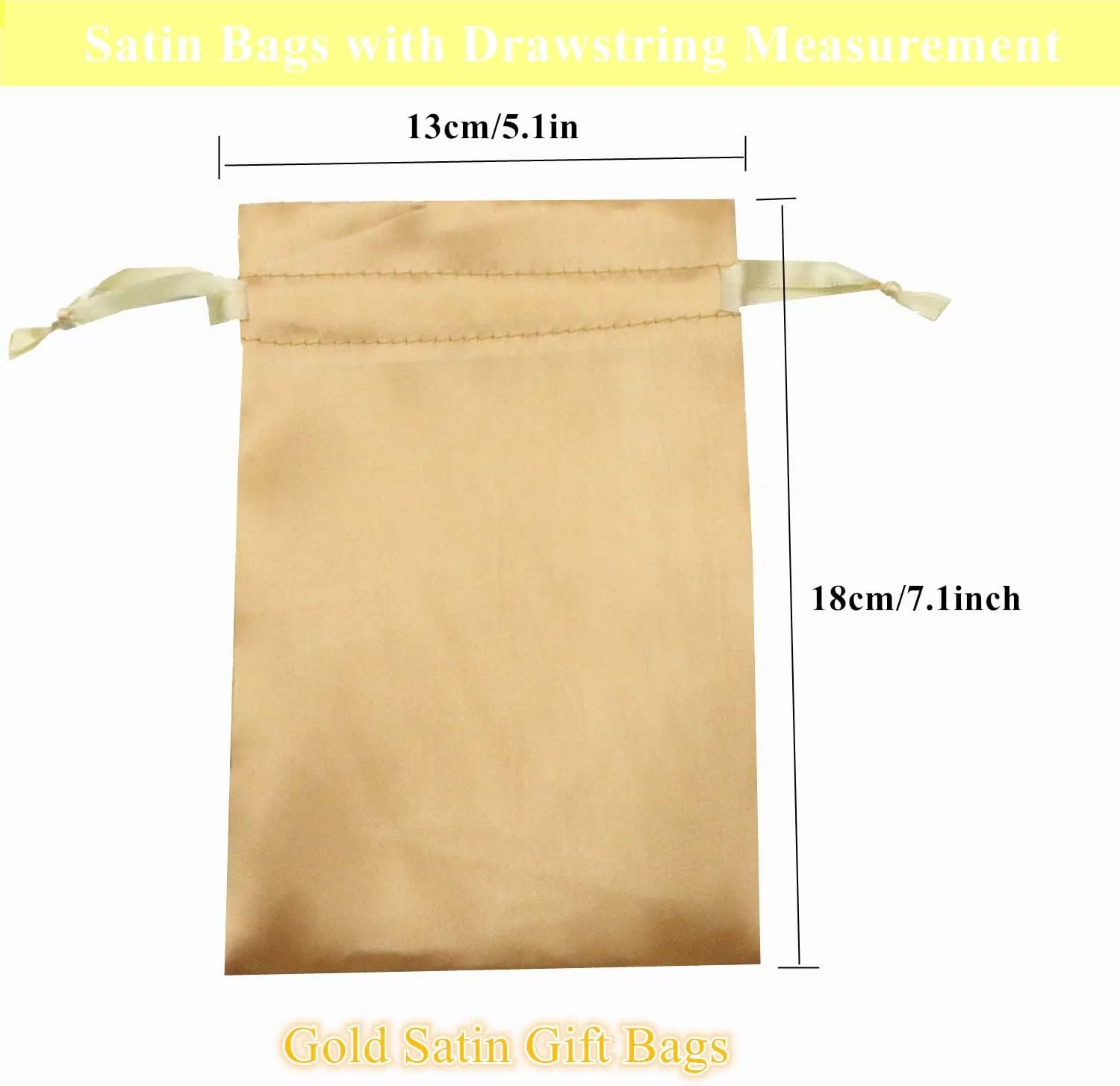 35 Pack 5 x 7 inches Satin Gift Bags with Drawstring, Party Favor Bags, Silk Jewelry Bags, Fabric Cloth Drawstring Pouch Bags,Christmas Gift Bags (Gold)