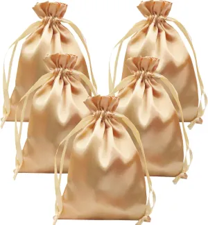 35 Pack 5 x 7 inches Satin Gift Bags with Drawstring, Party Favor Bags, Silk Jewelry Bags, Fabric Cloth Drawstring Pouch Bags,Christmas Gift Bags (Gold)