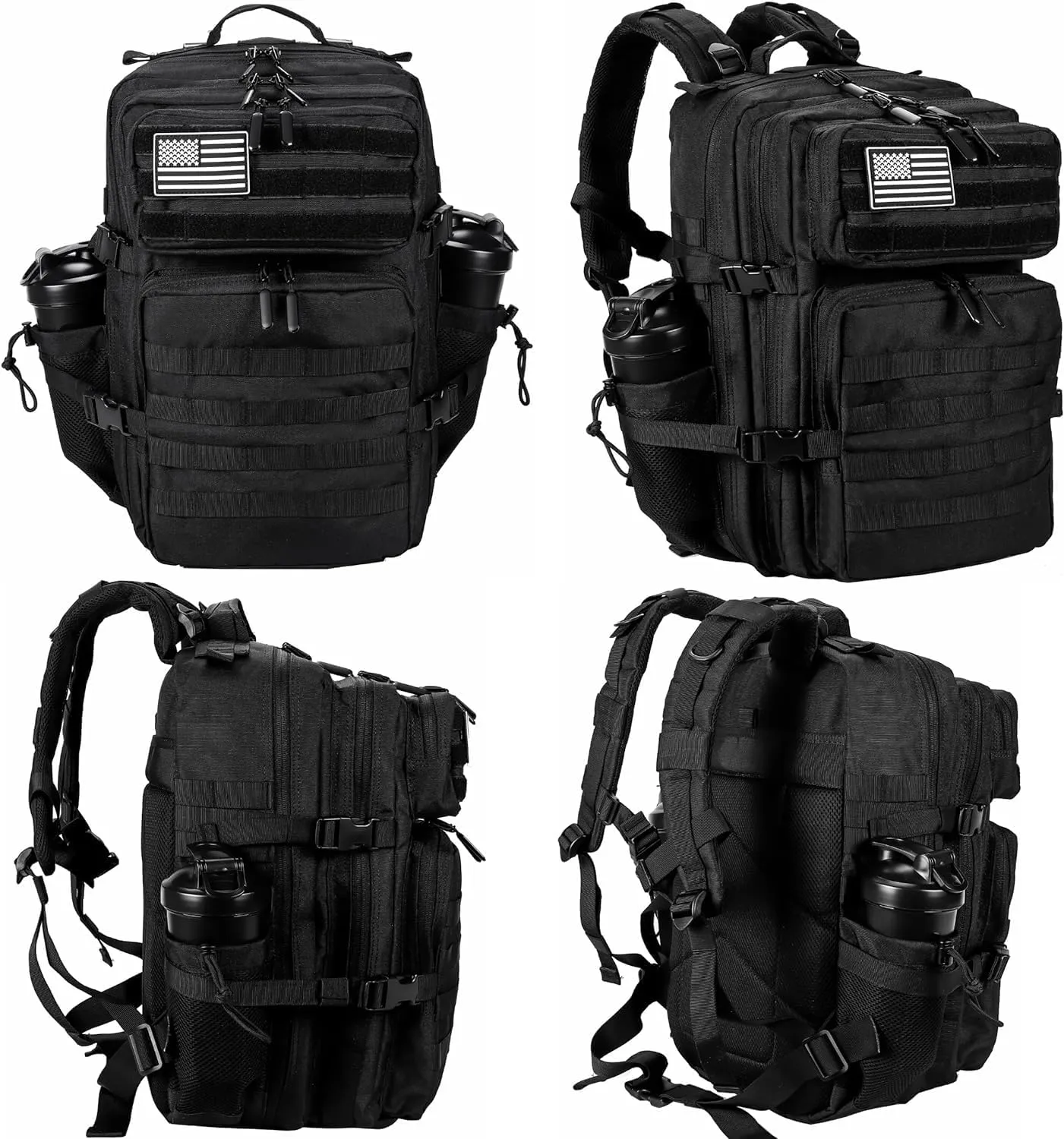 35L Hiking Tactical Backpack for Women Training Gym Fitness Bag Outdoor Camping Backpacks Travel Waterproof (Black)