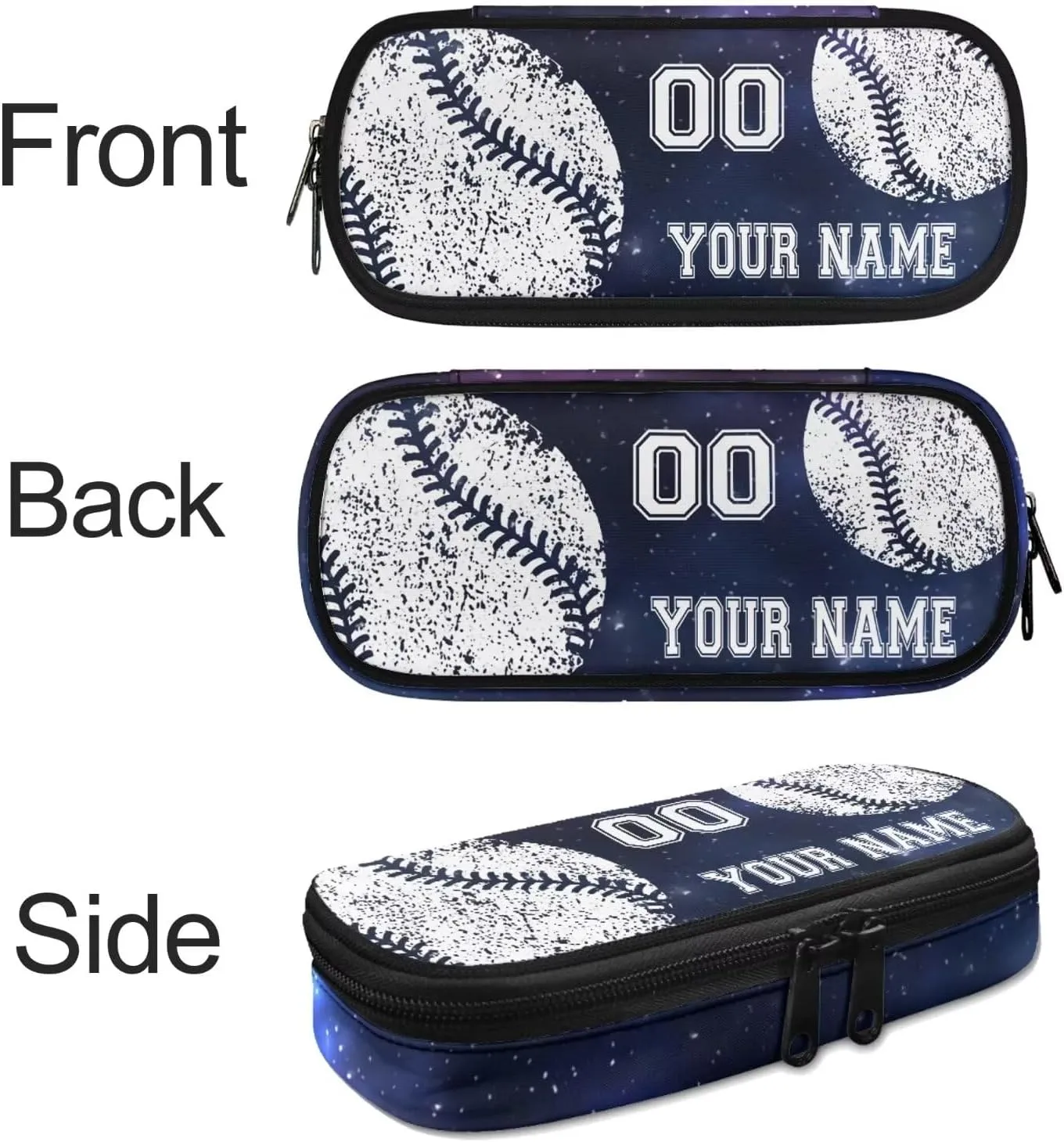 4PCS Customized Baseball School Bookbag for Kids, Laptop Backpack Crossbody Bag Hiking Daypack Lunch Bag Pencil Box Case Organizer, Blue Galaxy