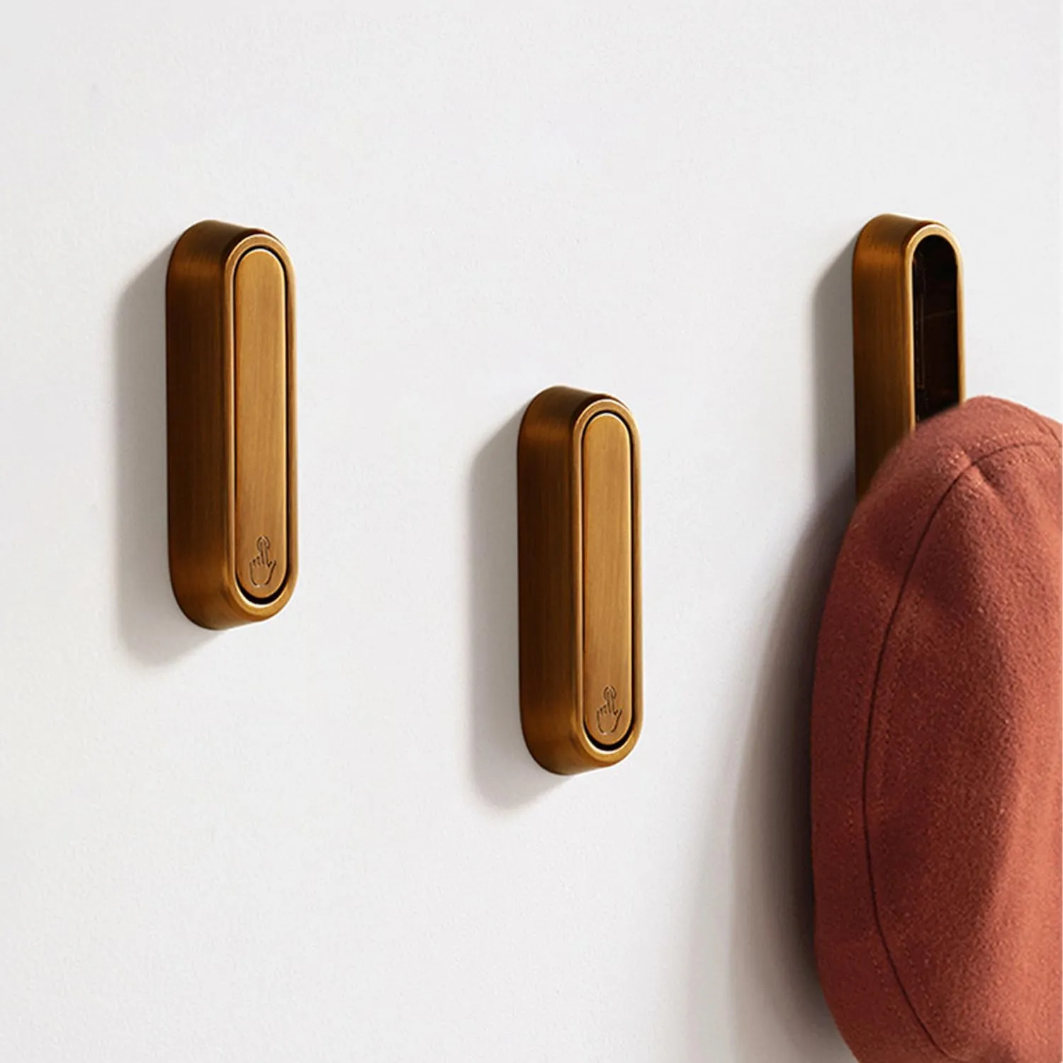 4PCS Foldable Invisible Hook Zinc Alloy Bathroom Wall Hook Retractable for Closet Scarf Hat Robe Key Purse Bag Folding Hooks Minimalist Style (Bronze)