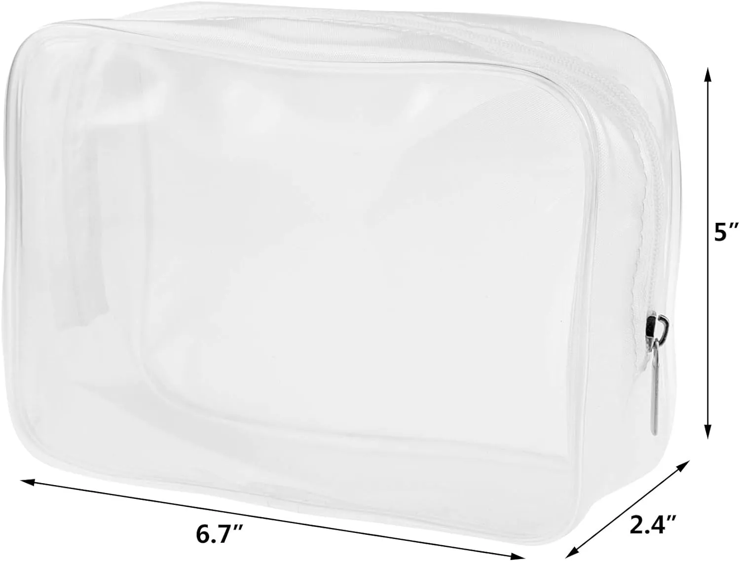 5 Packs Clear Cosmetics Bag TSA Approved, Wobe PVC Zippered Toiletry Carry Pouch Portable Makeup Bag for Vacation Travel, Bathroom and Organizing Waterproof Makeup Vinyl Case (Medium, White)