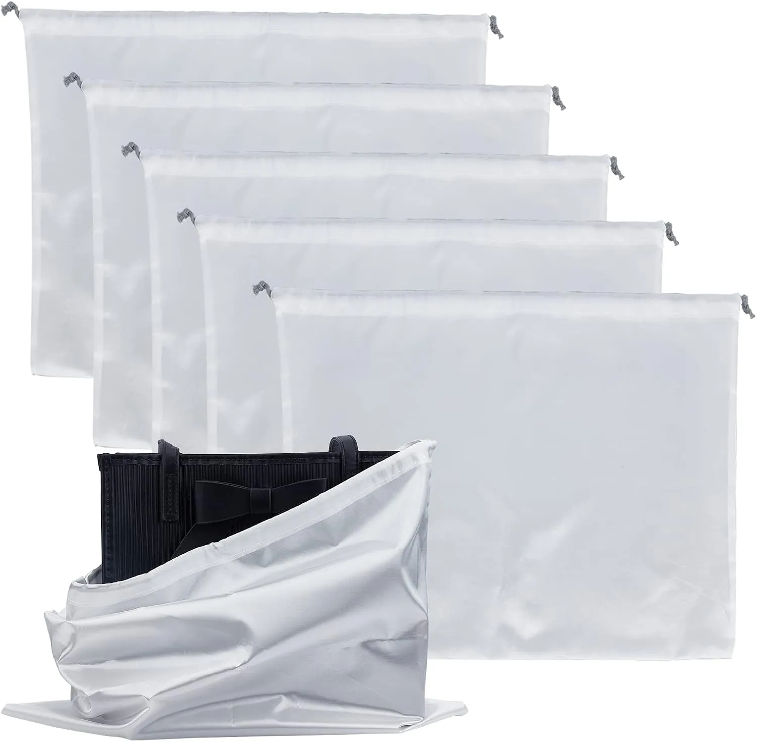 5 Pcs 16 x 20 Inches Satin Dustproof Drawstring Storage Pouch, Dust Cover Storage Bag Travel Silk Cloth Bags with Drawstring, Large Pouches for Handbags Purses Shoes Boots