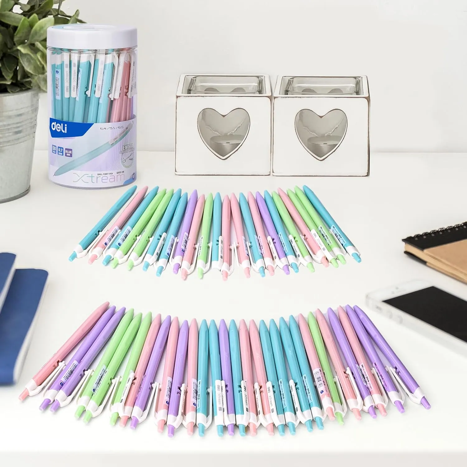 50 Pcs Bulk Retractable Ballpoint Pens - Smooth Writing Blue Ink, No Bleed 0.7mm Medium Point Office Supplies