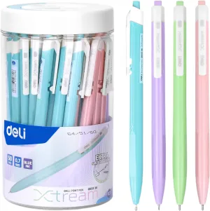 50 Pcs Bulk Retractable Ballpoint Pens - Smooth Writing Blue Ink, No Bleed 0.7mm Medium Point Office Supplies