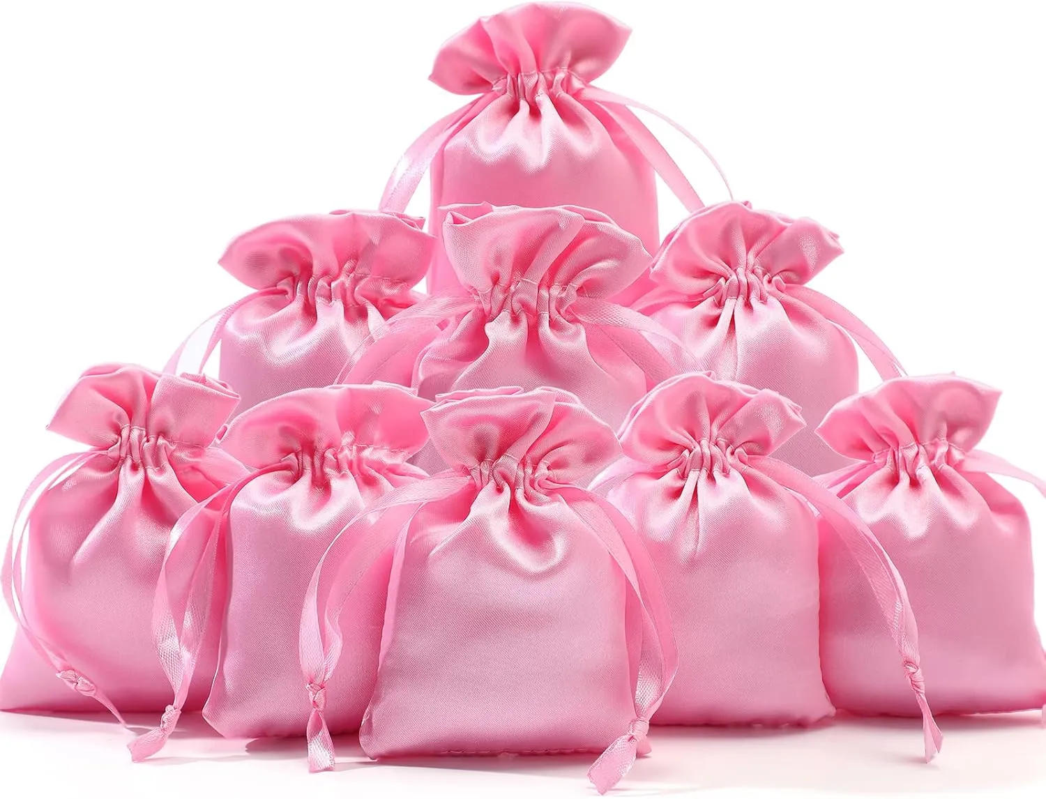 50 Pieces 3 x 4 Satin Bags with Drawstring Gift Pouch Mini Jewelry Small Wedding Favor Bags Smooth Soft Satin Fabric Candy Pouches for Baby Shower Decoration(Pink)