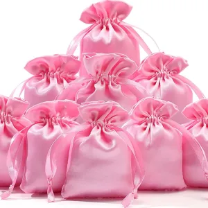 50 Pieces 3 x 4 Satin Bags with Drawstring Gift Pouch Mini Jewelry Small Wedding Favor Bags Smooth Soft Satin Fabric Candy Pouches for Baby Shower Decoration(Pink)