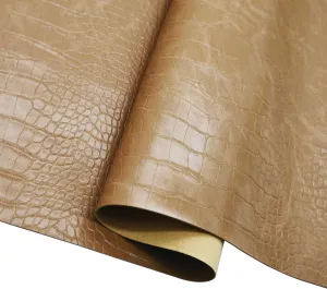 59"x 54"(150cm x 140cm) Faux Leather|Soft Naked Color Crocodile Grain Texture Faux Leather Fabric|1mm Thick Water Proof Leather Fabric for Furniture Decoration, DIY Crafts, Sewing, Etc.
