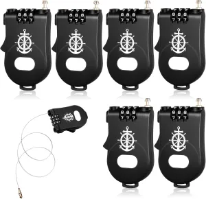 6 Pack Retractable Cable Luggage Locks TSA Approved 3 Digit Combination Padlocks with 30 Inch Retractable Steel Cable Cruise Essentials Travel Suitcase Bike Stroller Locks
