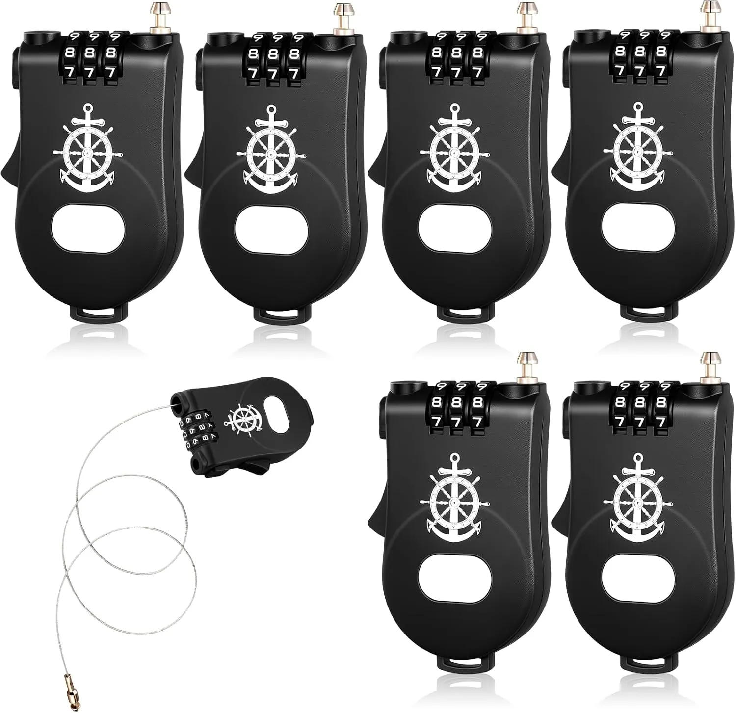 6 Pack Retractable Cable Luggage Locks TSA Approved 3 Digit Combination Padlocks with 30 Inch Retractable Steel Cable Cruise Essentials Travel Suitcase Bike Stroller Locks