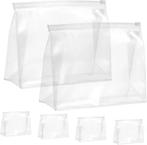 6 Pcs Clear Makeup Organizer Bags Transparent Pouches with Zipper for Travel Toiletries and Beauty Essentials Easy to Clean Durable Ample Storage for Women
