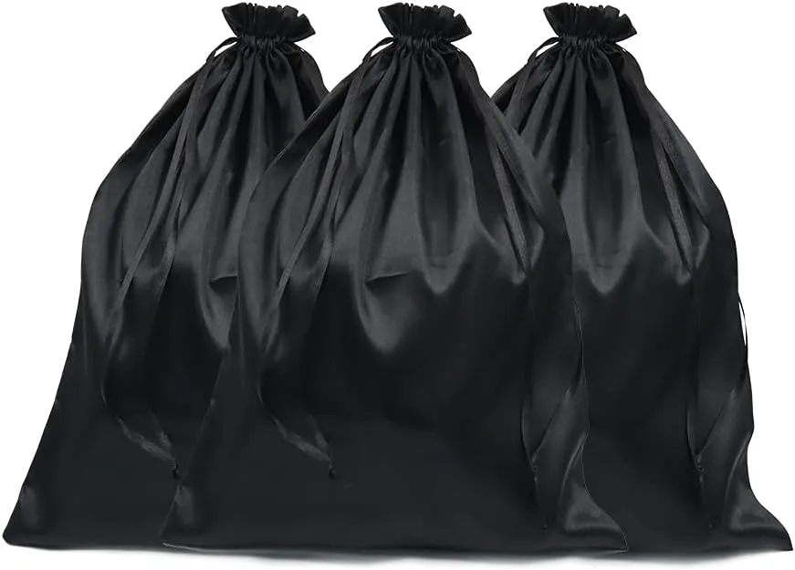 6 Pieces 12 x 16 Inch Satin Wig Bags, Silk Satin Packaging Bags for Wigs, Satin Bags with Drawstring for Hair, Hair Tools (12 x 16 Inch)