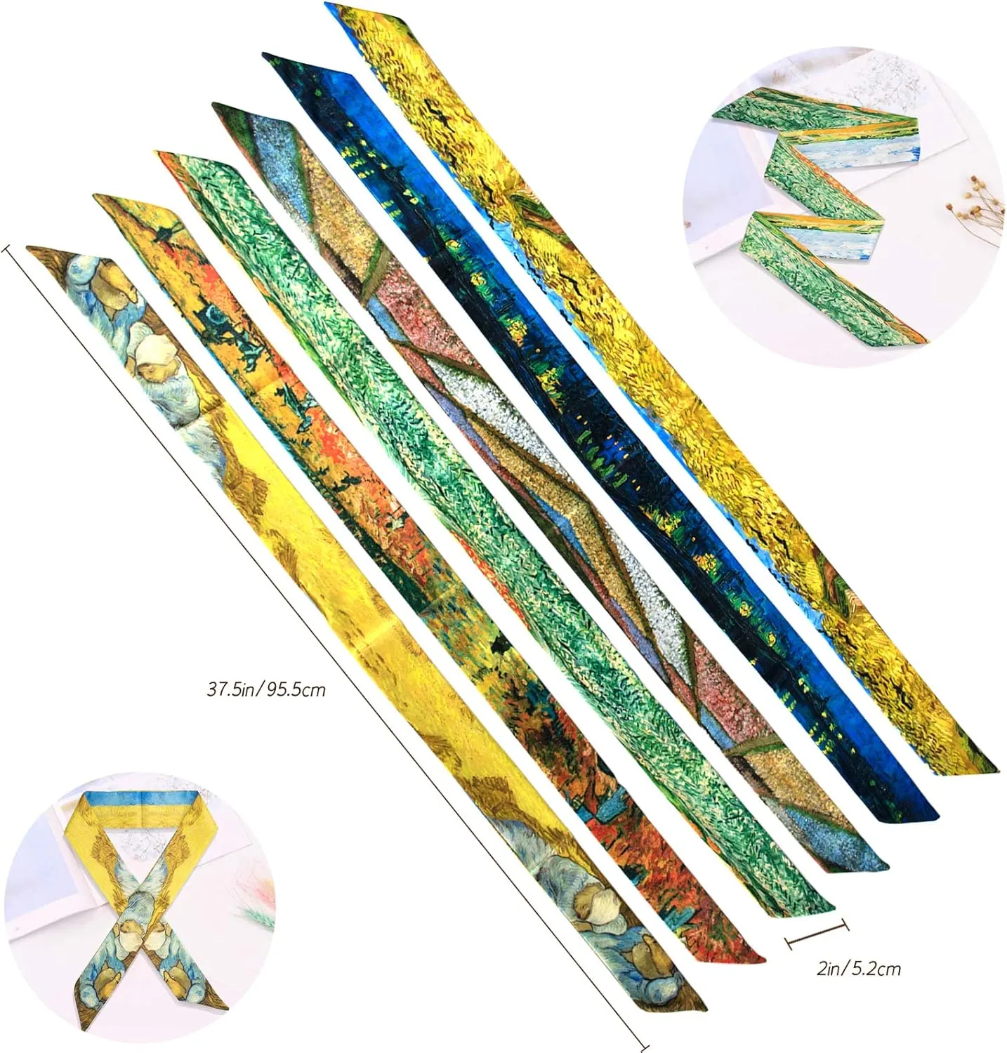 6Pcs Bag Handbag Handle Ribbon Scarf Neckerchief Hair Band Bracelet(6 Styles)