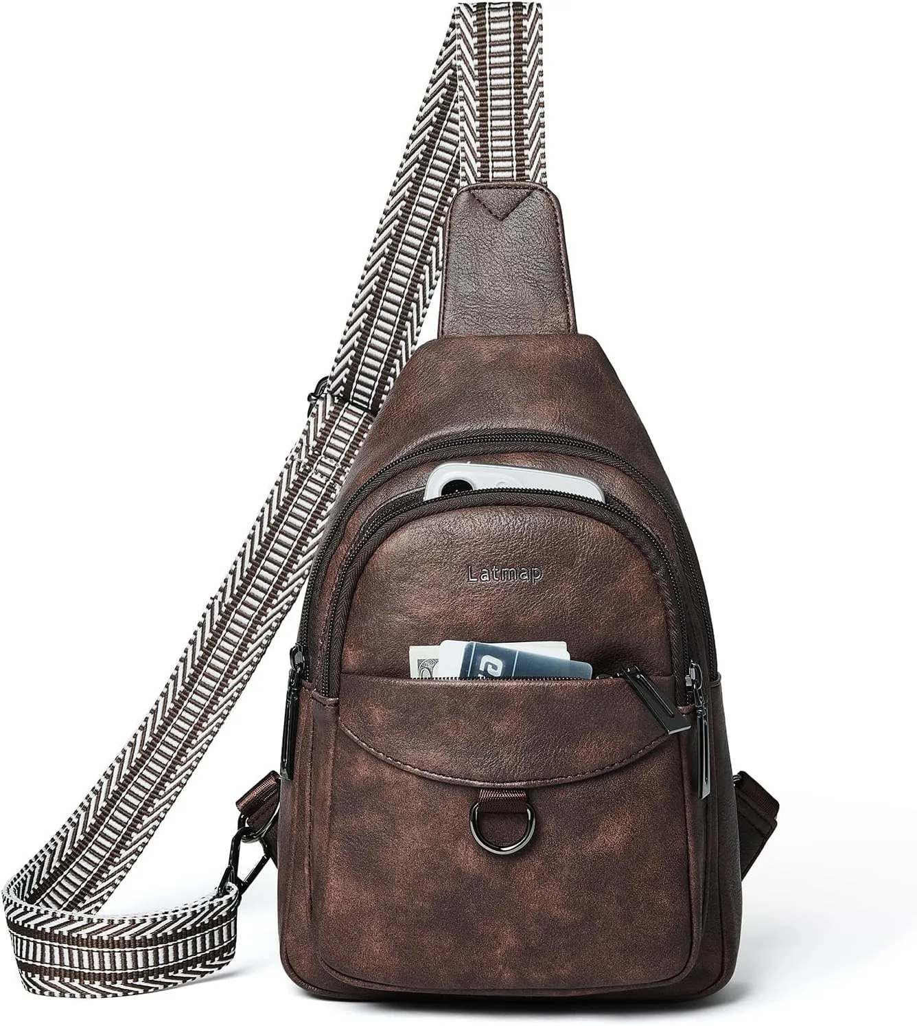 7L Sling Bag for Women Men Crossbody Belt Bag Small Travel Sling Backpack Anti Theft Chest Daypack Purse Faux Leather