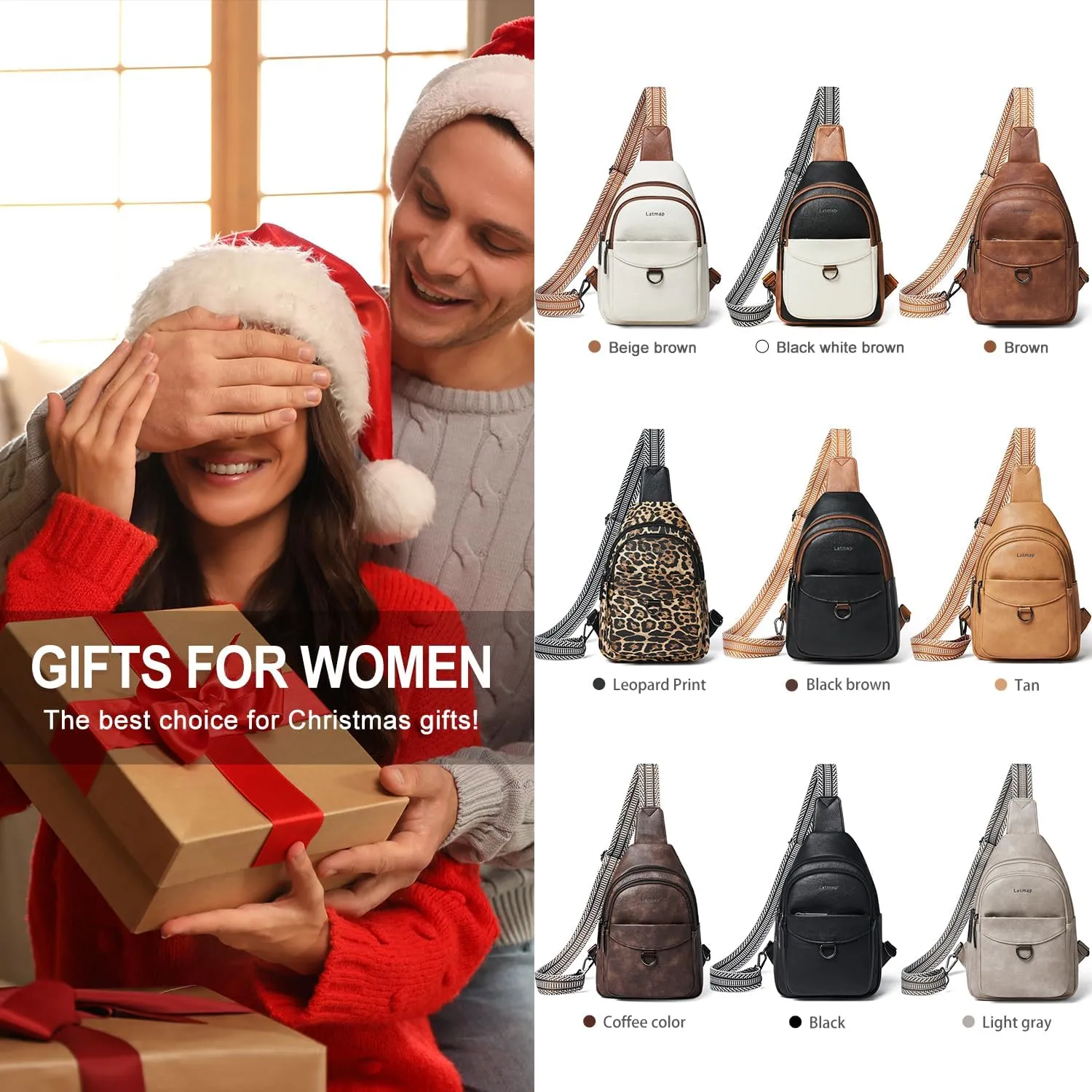 7L Sling Bag for Women Men Crossbody Belt Bag Small Travel Sling Backpack Anti Theft Chest Daypack Purse Faux Leather