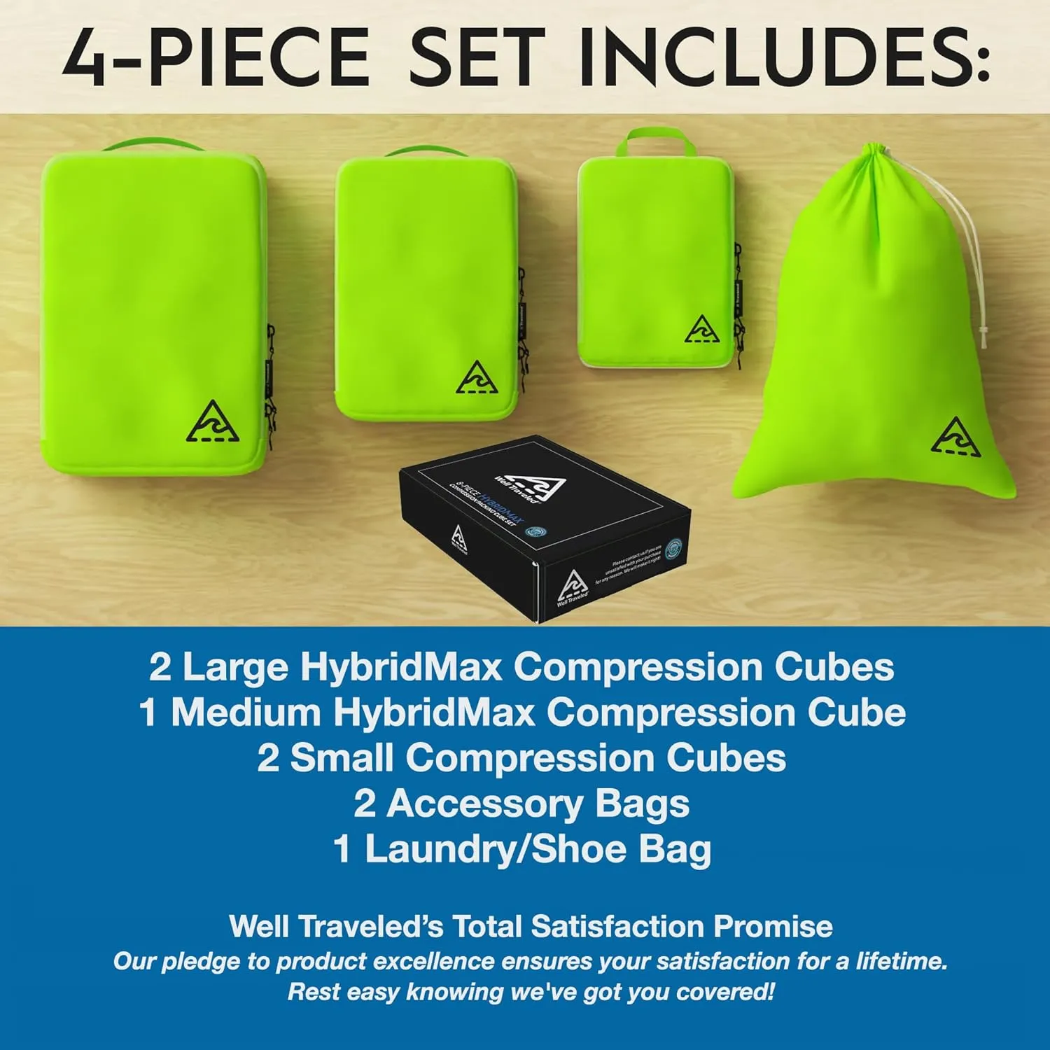 8 Set/4 Set Deluxe Compression Packing Cubes Travel - Maximize Space In Luggage With Patented HybridMax Double Capacity Design, Luxury Compressible Packing Cubes For Travel, Large, Small, & Medium