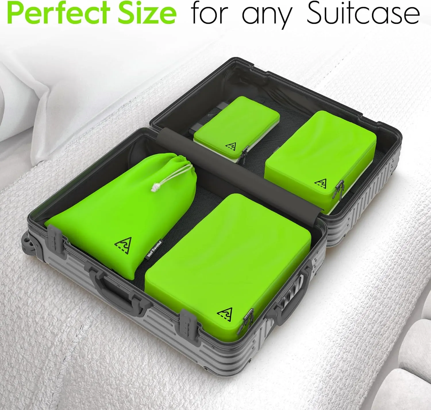 8 Set/4 Set Deluxe Compression Packing Cubes Travel - Maximize Space In Luggage With Patented HybridMax Double Capacity Design, Luxury Compressible Packing Cubes For Travel, Large, Small, & Medium